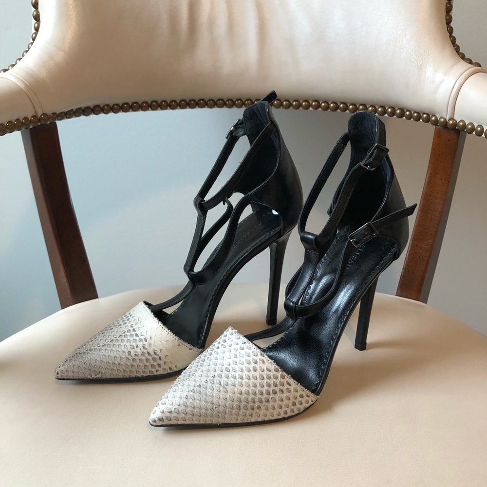 All Saints NWOT Kiro Desert Leather Snakeskin Heels